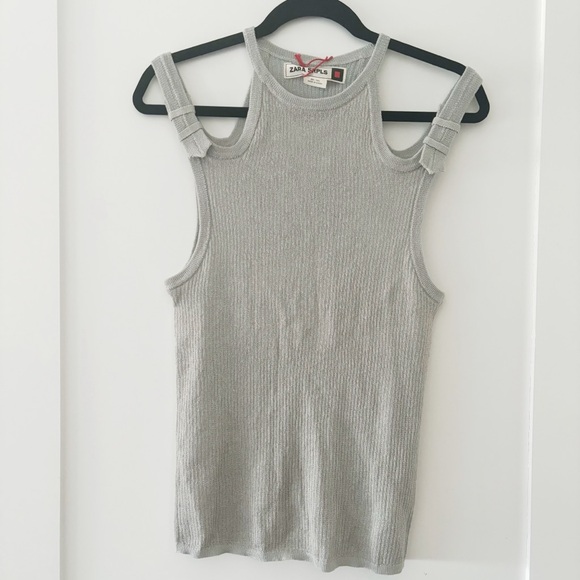 Zara SRPLS Double Strap Linen Blend Knit Tank Top Size L NWT - Picture 2 of 4